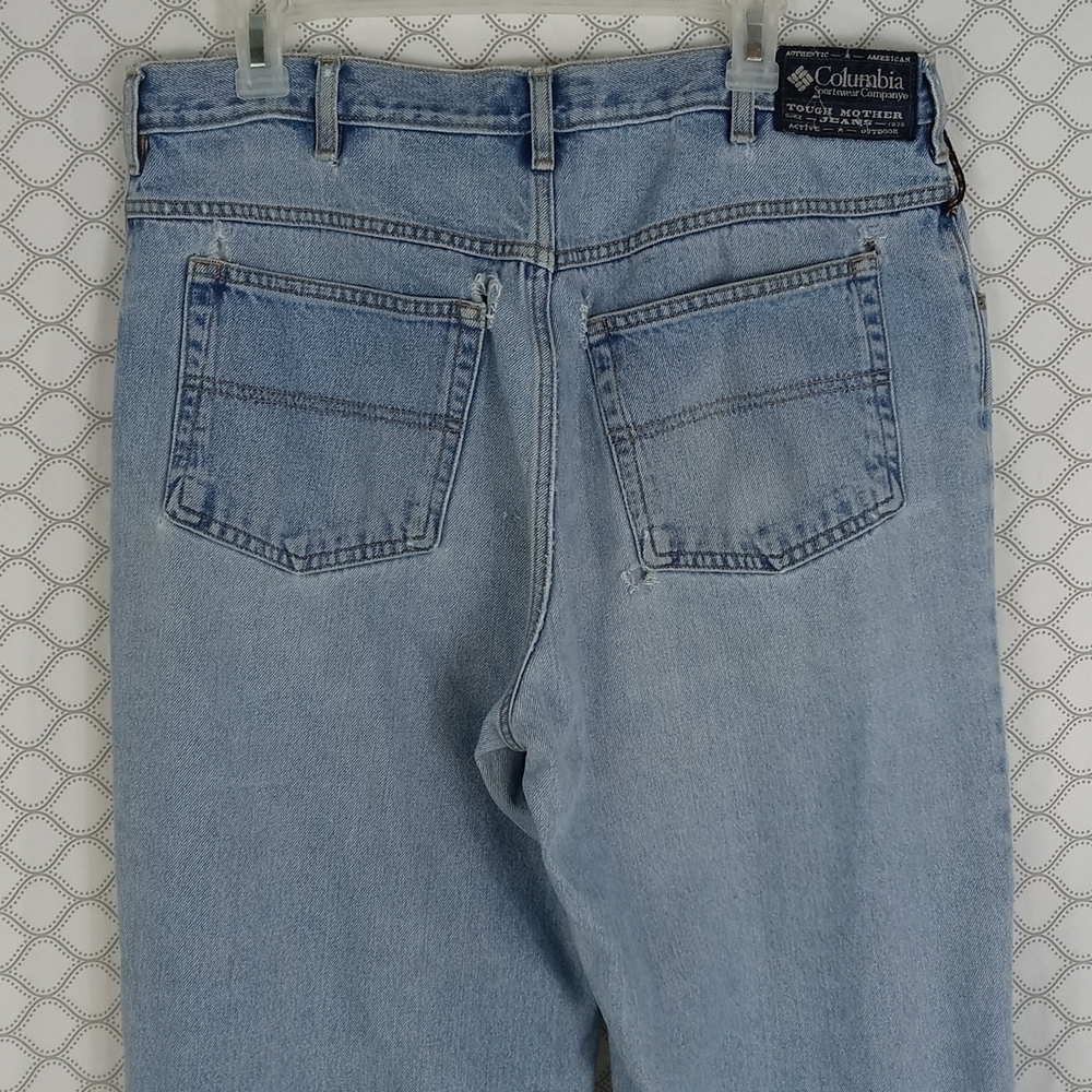 Columbia Sports Wear Tough Mother  distressed light wash faded denim jeans 36/30